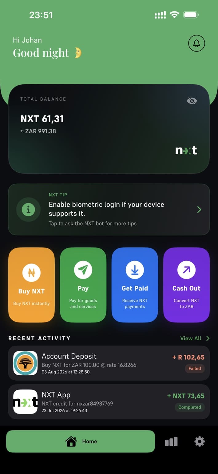 Buy NXT in the app